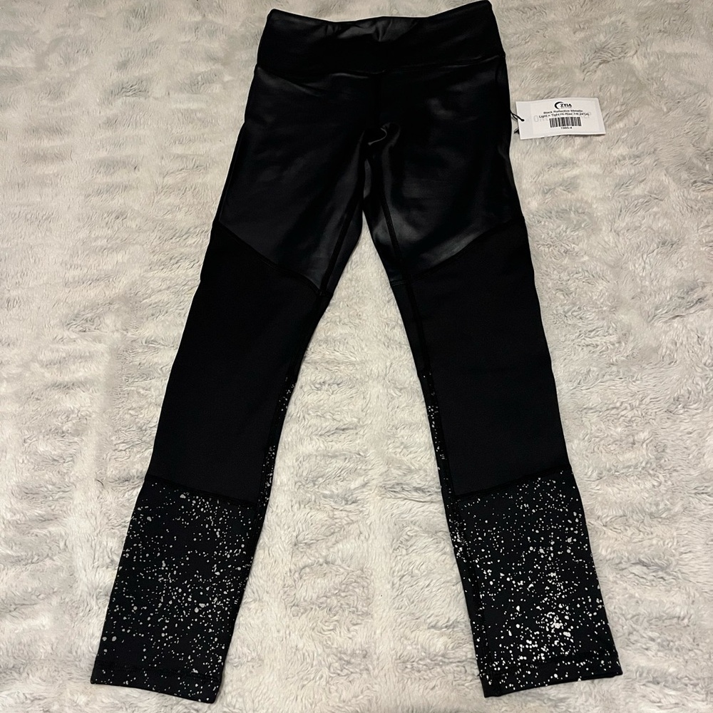 ZYIA Black Reflective Metallic Leggings